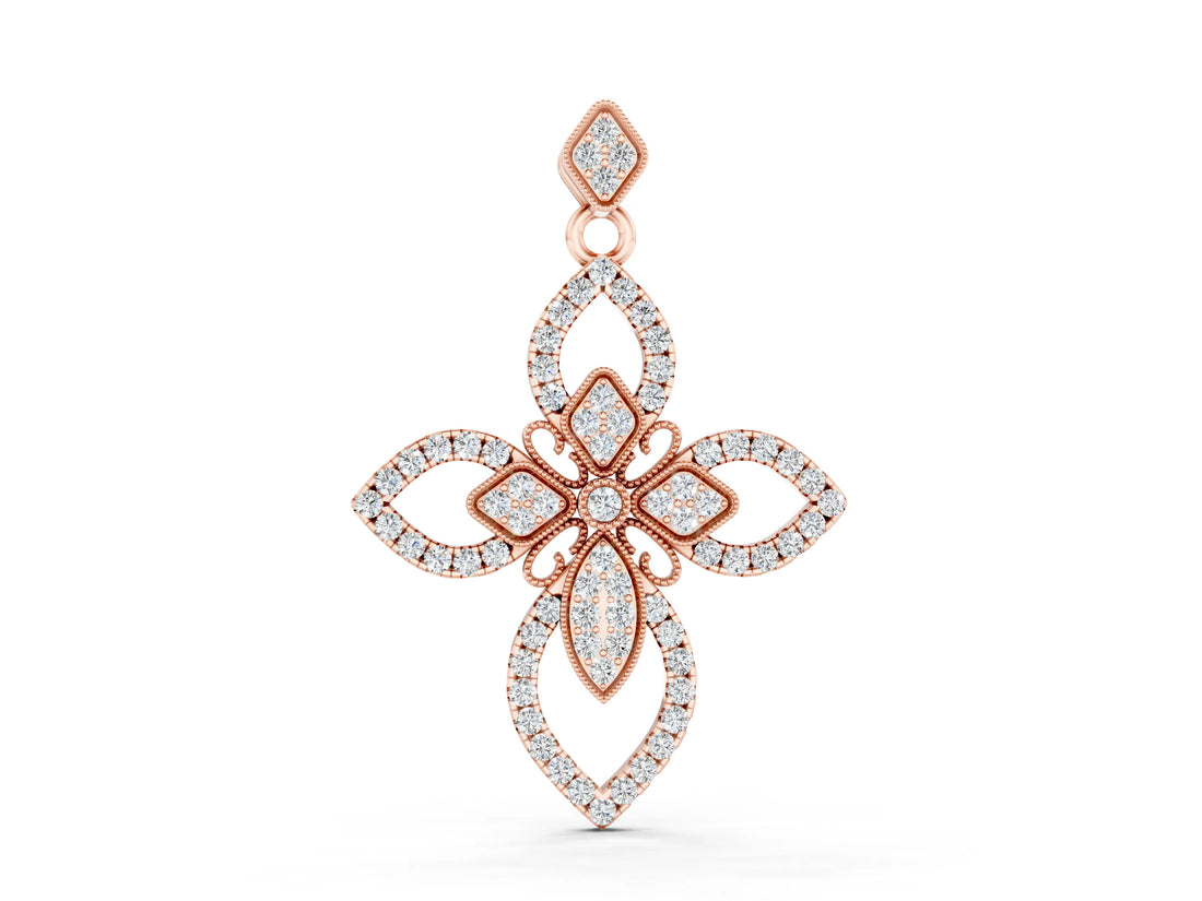 Rose gold Pavé Marquise Diamond Cross Pendant_34