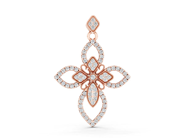Rose gold Pavé Marquise Diamond Cross Pendant