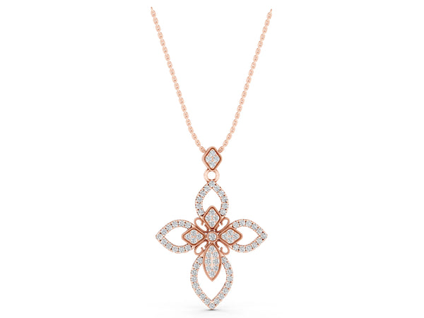 Rose gold Pavé Marquise Diamond Cross Pendant