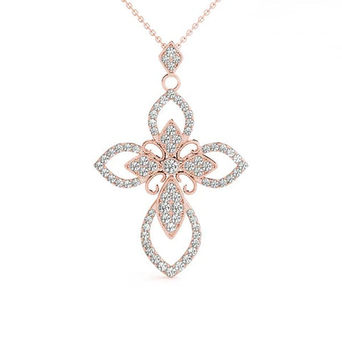 Rose gold Pavé Marquise Diamond Cross Pendant