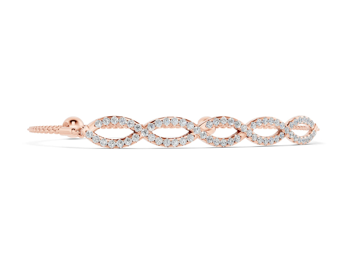 Rose gold Pavé Marquise Infinity Chain Bracelet with Bezel Prong Setting_14