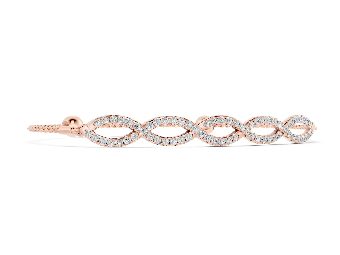 Rose gold Pavé Marquise Infinity Chain Bracelet with Bezel Prong Setting_4