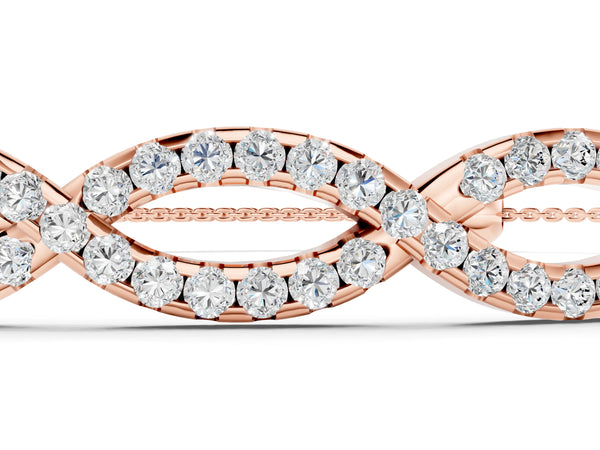 Rose gold Pavé Marquise Infinity Chain Bracelet with Bezel Prong Setting