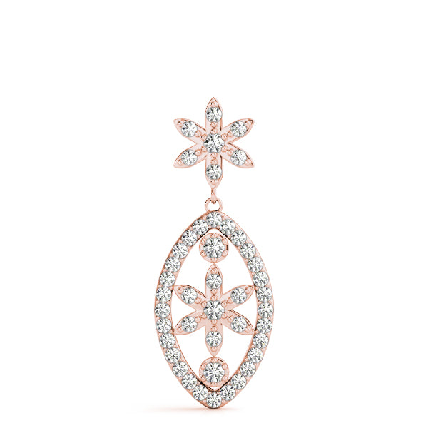 Rose gold Pavé Marquise Pendant with Floral Prong Setting