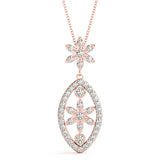 Rose gold Pavé Marquise Pendant with Floral Prong Setting