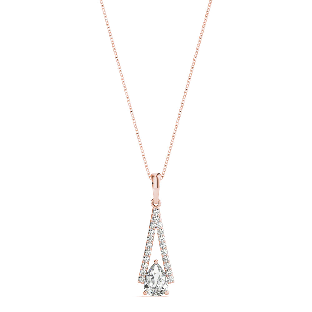 Rose gold Pavé Marquise Prong Pendant