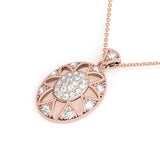 Rose gold Pavé Oval Milgrain Pendant 1