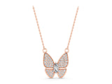 Rose gold Pavé Oval Prong Butterfly Pendant_20