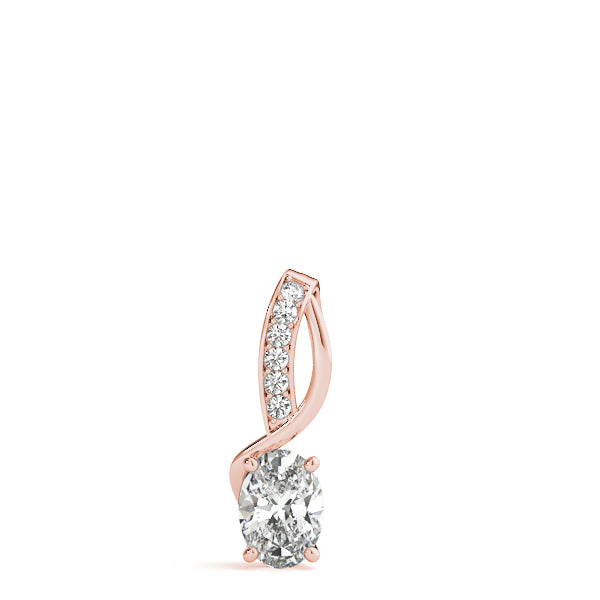 Rose gold Pavé Oval Solitaire Prong Pendant 1