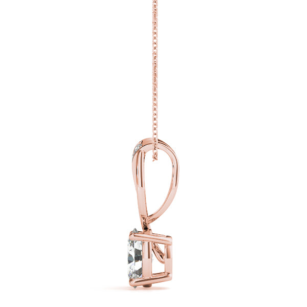 Rose gold Pavé Oval Solitaire Prong Pendant 2