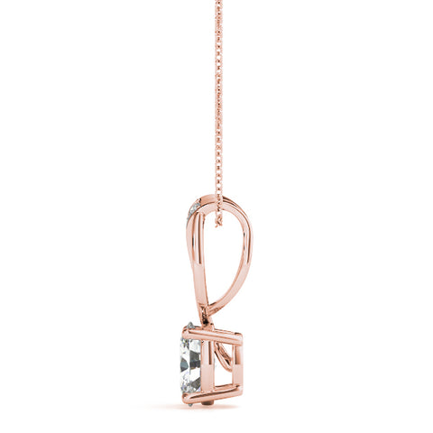 Rose gold Pavé Oval Solitaire Prong Pendant 2