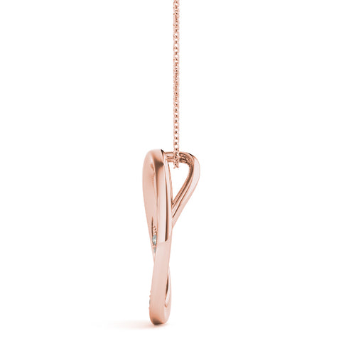 Rose gold Pavé Oval Twist Pendant with Round Diamonds and Prong Setting 2