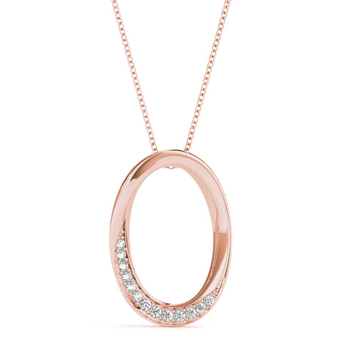 Rose gold Pavé Oval Twist Pendant with Round Diamonds and Prong Setting