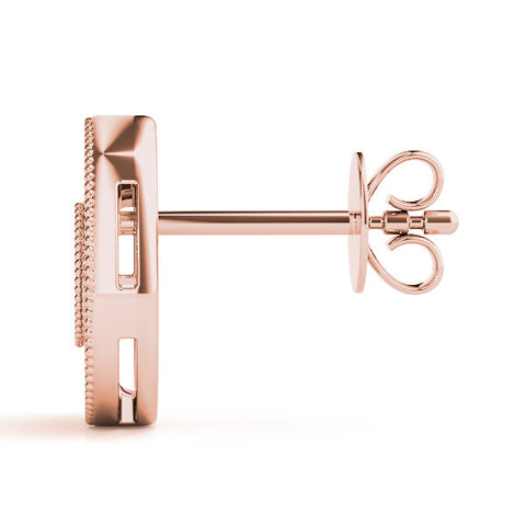 Rose gold Pavé Pear-Shaped Halo Stud Earrings with Milgrain Detailing 3