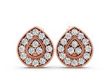 Rose gold Pavé Pear-Shaped Halo Stud Earrings with Milgrain Detailing_9