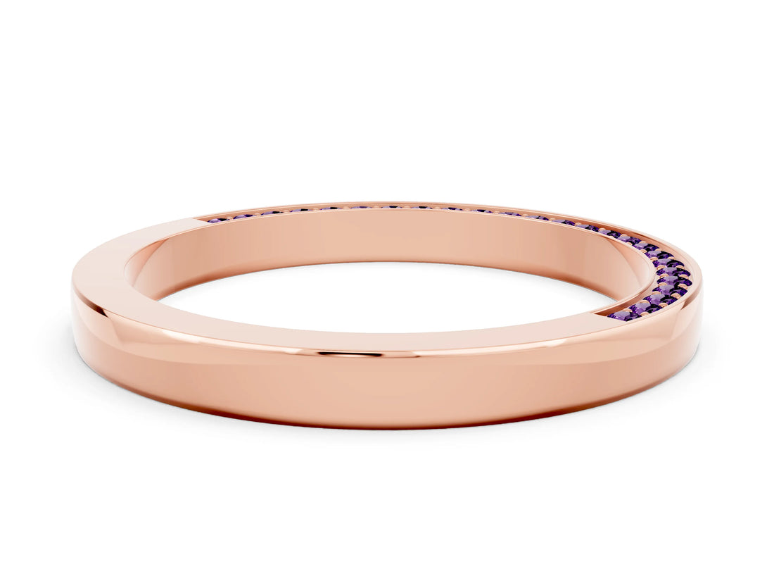 Rose gold Pavé Round Amethyst Channel Set Band_18