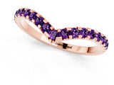 Rose gold Pavé Round Amethyst Chevron Band with Shared Prong Setting_7