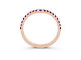 Rose gold Pavé Round Amethyst Chevron Band with Shared Prong Setting_9
