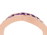 Rose gold Pavé Round Amethyst Crossover Band with Bead Prong Setting_10
