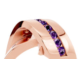 Rose gold Pavé Round Amethyst Crossover Band with Channel Setting_10