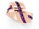 Rose gold Pavé Round Amethyst Crossover Band with Channel Setting_7