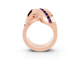 Rose gold Pavé Round Amethyst Crossover Band with Channel Setting_9