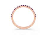 Rose gold Pavé Round Amethyst Half Eternity Band with Shared Prong Setting_9