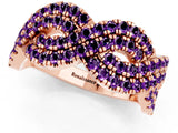 Rose gold Pavé Round Amethyst Infinity Twist Band with Shared Prong Setting_7