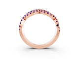 Rose gold Pavé Round Amethyst Infinity Twist Band with Shared Prong Setting_9