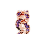 Rose gold Pavé Round Amethyst Interlocking Eternity Band with Bezel Prong Setting_11