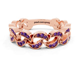 Rose gold Pavé Round Amethyst Interlocking Eternity Band with Bezel Prong Setting_6