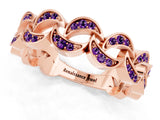 Rose gold Pavé Round Amethyst Interlocking Eternity Band with Bezel Prong Setting_7
