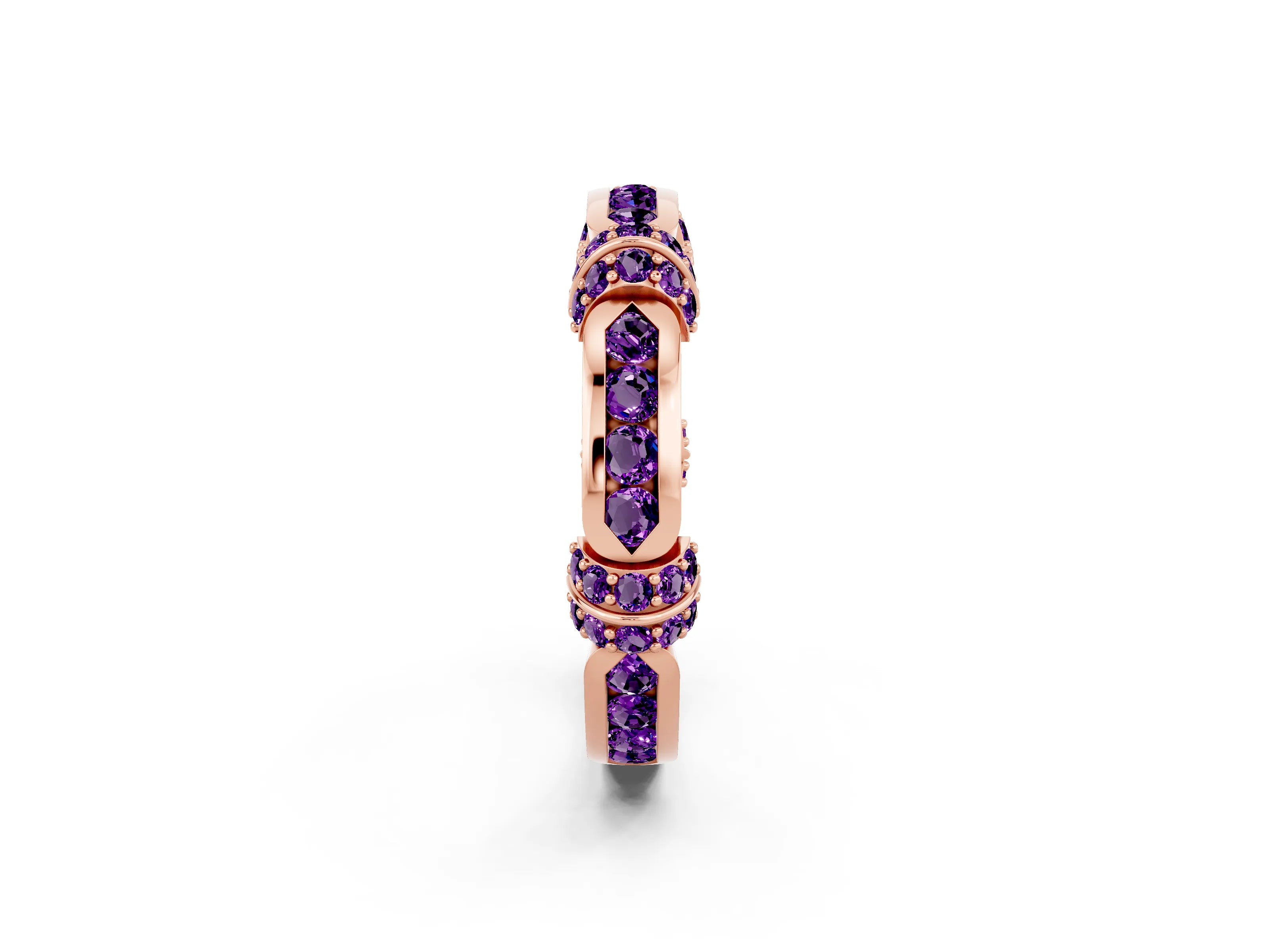Rose gold Pavé Round Amethyst Link Band with Bezel Setting_32