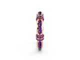 Rose gold Pavé Round Amethyst Link Band with Bezel Setting_32