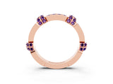 Rose gold Pavé Round Amethyst Link Band with Bezel Setting_33
