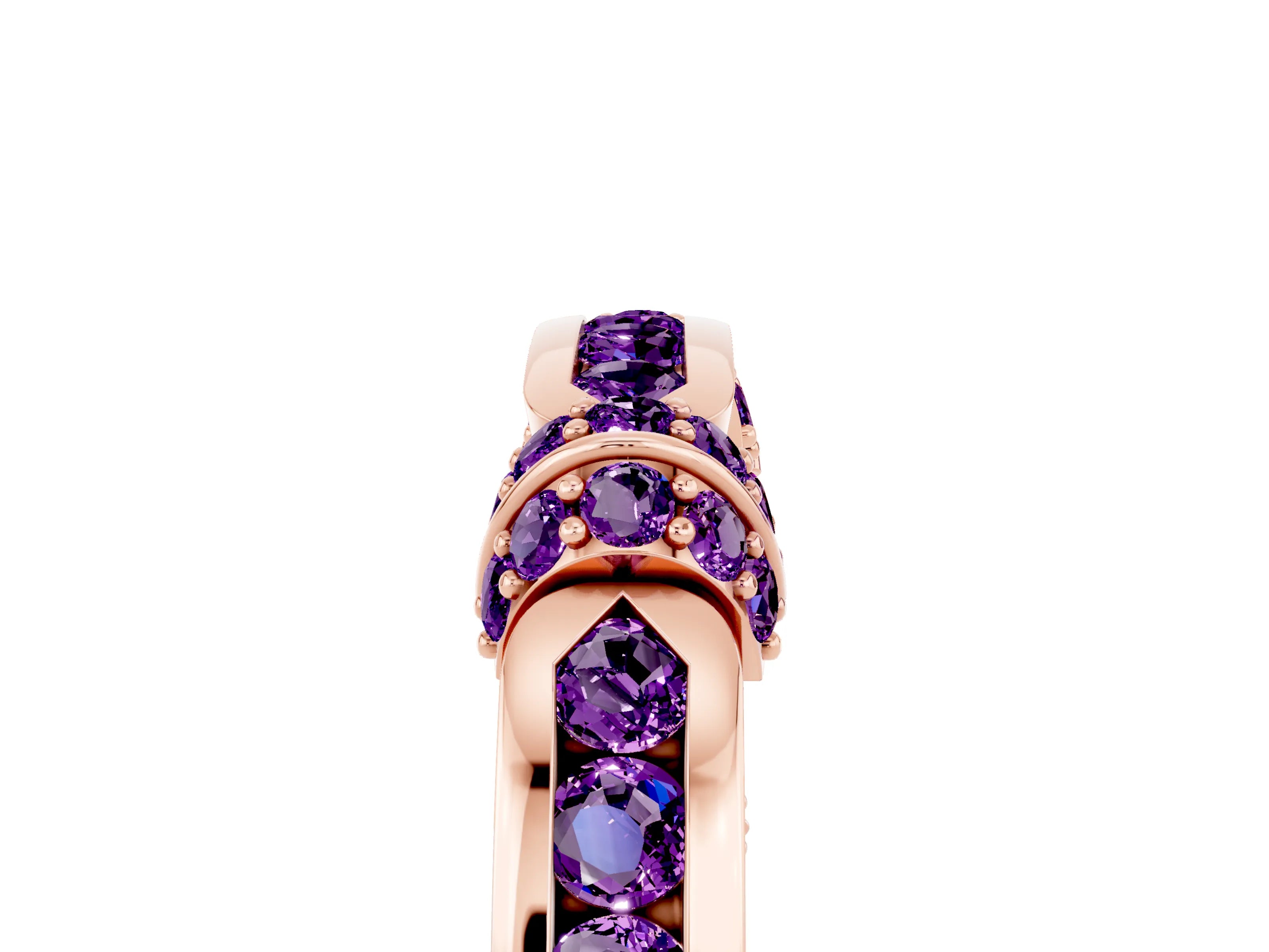 Rose gold Pavé Round Amethyst Link Band with Bezel Setting_35