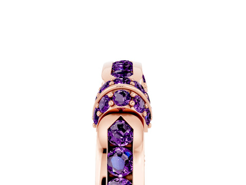 Rose gold Pavé Round Amethyst Link Band with Bezel Setting_35