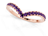 Rose gold Pavé Round Amethyst V-Shaped Chevron Band with Shared Prong Setting_7