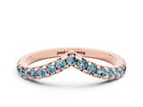 Rose gold Pavé Round Aquamarine Chevron Band with Shared Prong Setting_6