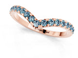 Rose gold Pavé Round Aquamarine Chevron Band with Shared Prong Setting_7