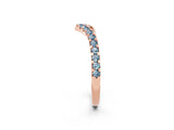 Rose gold Pavé Round Aquamarine Chevron Band with Shared Prong Setting_8