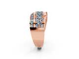 Rose gold Pavé Round Aquamarine Crossover Band with Bead Prong Setting_8