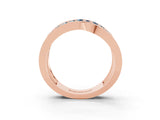 Rose gold Pavé Round Aquamarine Crossover Band with Bead Prong Setting_9