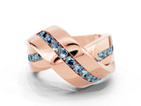 Rose gold Pavé Round Aquamarine Crossover Band with Channel Setting_6