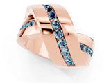 Rose gold Pavé Round Aquamarine Crossover Band with Channel Setting_7