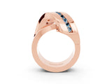 Rose gold Pavé Round Aquamarine Crossover Band with Channel Setting_9