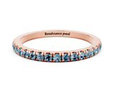 Rose gold Pavé Round Aquamarine Half Eternity Band with Shared Prong Setting_6