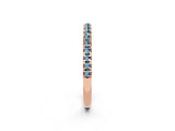 Rose gold Pavé Round Aquamarine Half Eternity Band with Shared Prong Setting_8