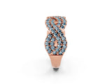 Rose gold Pavé Round Aquamarine Infinity Twist Band with Shared Prong Setting_8