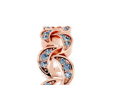 Rose gold Pavé Round Aquamarine Interlocking Eternity Band with Bezel Prong Setting_11